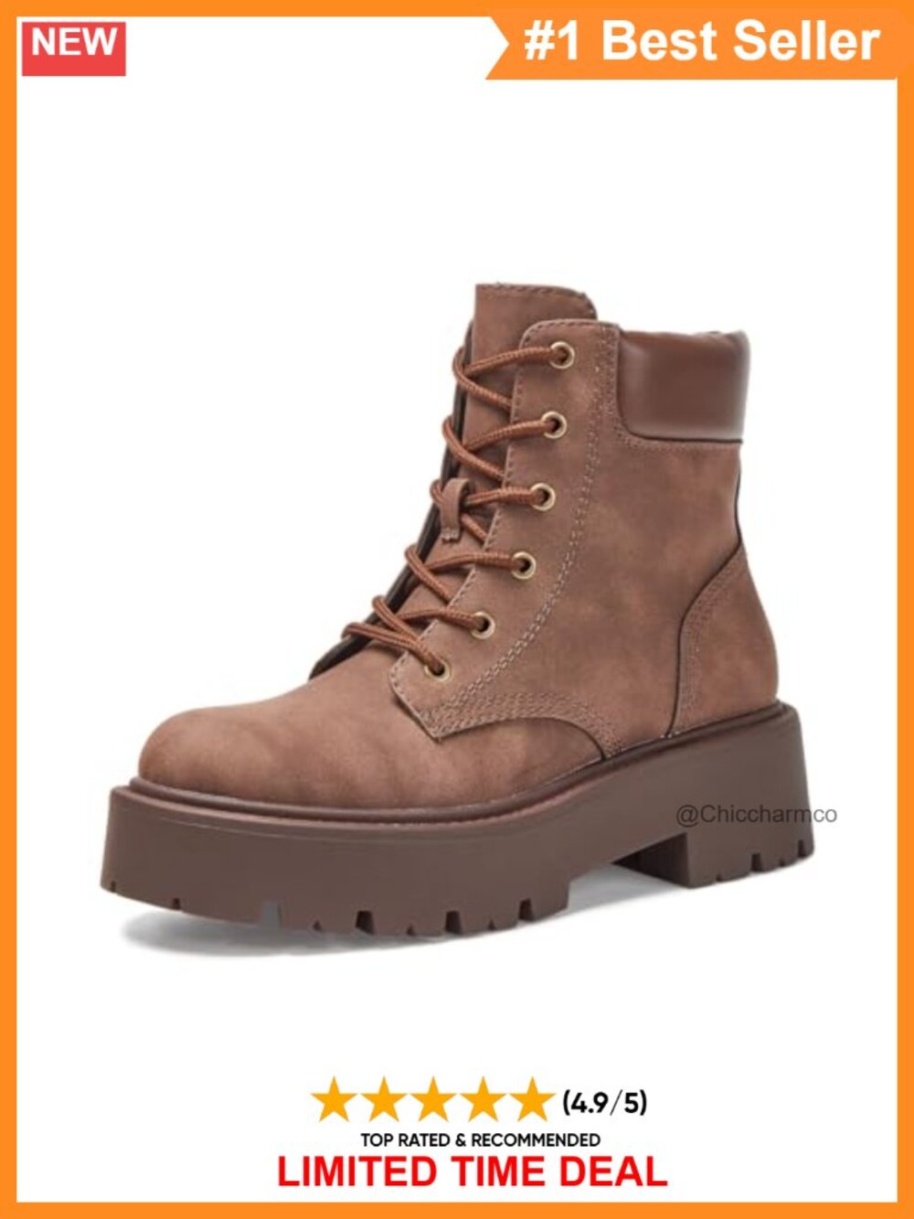 Lace-Up Combat Boots Platform Lug Sole Side Zip Ankle Booties Faux Leather